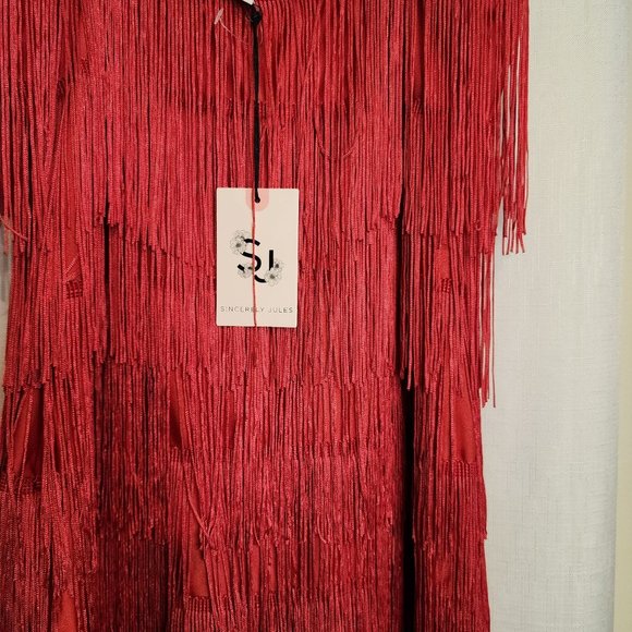 NWT Sincerely Jules Red Fringe Romper - Picture 7 of 7